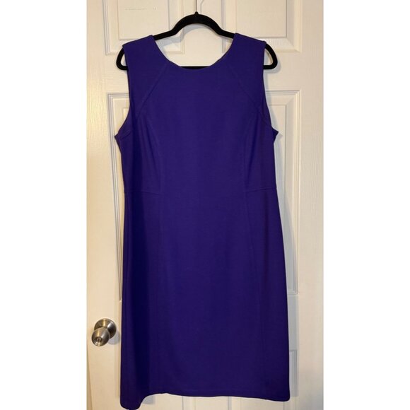 Talbots Sheath Dress 14 Purple Ponte Stretch Career Church Sleeveless - Picture 8 of 10
